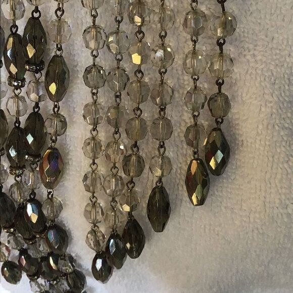 Vintage Crystal Bib Necklace, 16” to 19” Adjustable. - Picture 7 of 8